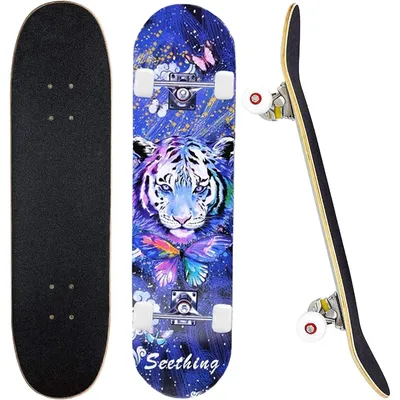 Complete Skateboards- Standard for Beginners Kids Boys Girls Teenager- 31''x 8''Canadian Maple Cruiser Pro Skate Board