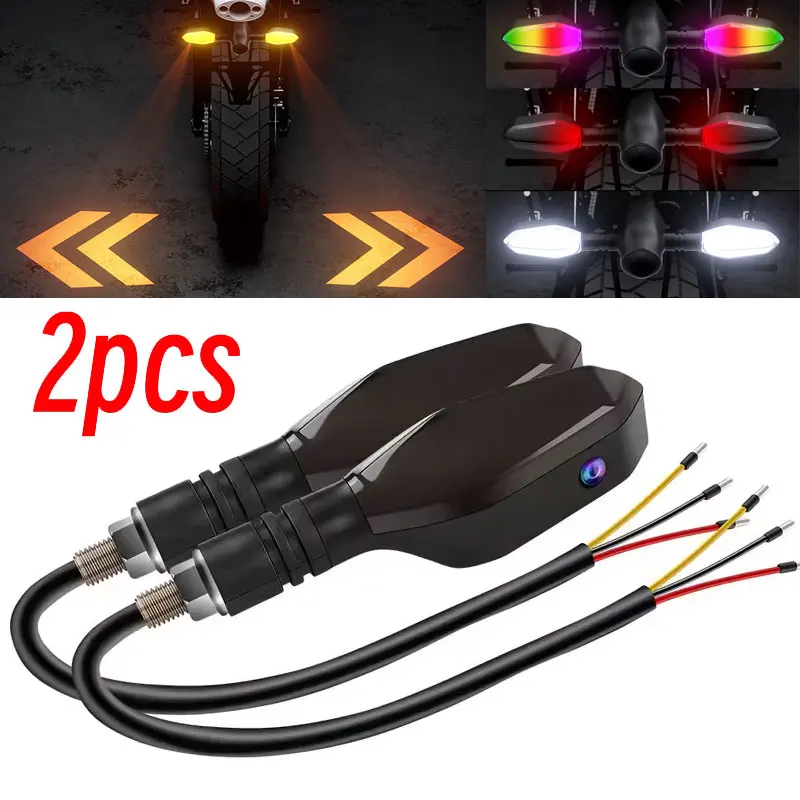 2 pezzi di indicatori di direzione a LED universali per moto, lampada di proiezione a colori, indicatori di direzione a flusso sequenziale, luce di marcia