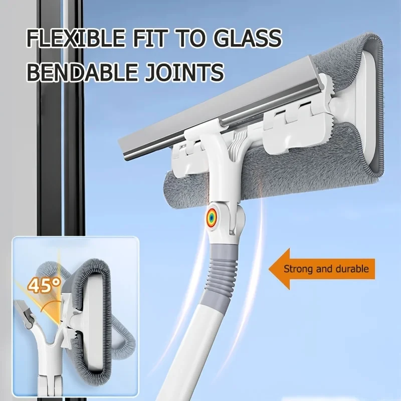 Neue Glas Wischer Haushalt Teleskop Stange Einstellbare Länge Glas Rakel Mit Drehbaren Wischen Kopf Für Badezimmer Und Boden Image
