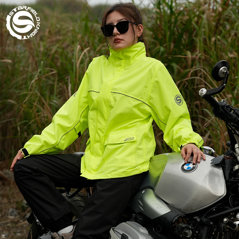 SFK Neue Motorrad Fahrer Regenmantel Anzug Split Typ Wasserdichte Regenmantel Regenhose 2 Teile/satz Männer Frauen Reiten Regen Kleidung Ausrüstung Image
