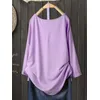 Plus Größe 1XL-5XL frauen Casual Einfarbig Tops Damen Mode 3/4 Langarm V-ausschnitt Split Lose Atmungsaktive T-shirt kleidung