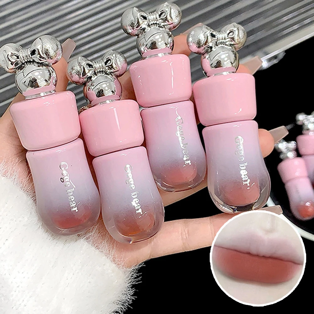 Gege Bear Cute Bow Lip Glaze, Matte Velvet Lip Clay Langanhaltender, nicht trocknender Lippenstift Image