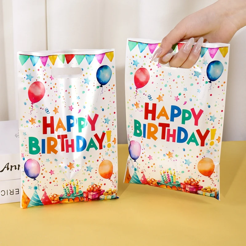 10/20/50 stücke Geburtstag Party Süßigkeiten Geschenk Taschen Geburtstag Luftballons Handtaschen Alles Gute Zum Geburtstag Party Dekorationen Kinder Erwachsene Gefälligkeiten geschenke Image