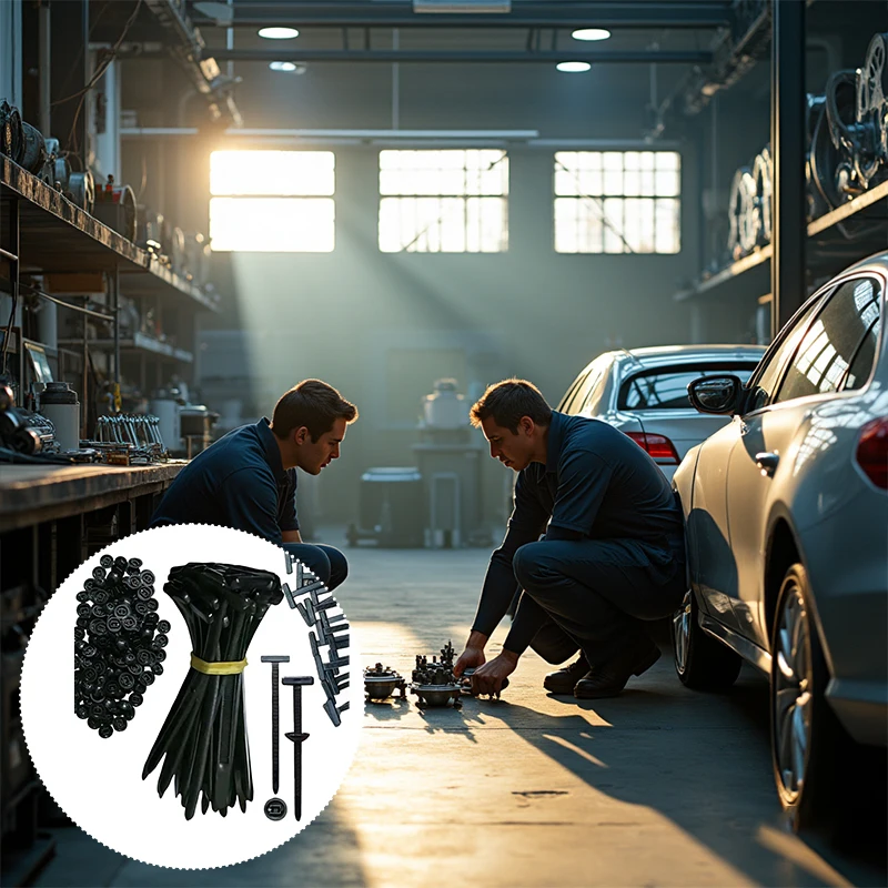 30–100 Stück Nylon-Universal-Kabelbinder-Schnalle, selbstsichernder Kabelbinder-Halter mit Stiftknopf, vielseitig einsetzbar, für die tägliche Reparatur im Auto Image