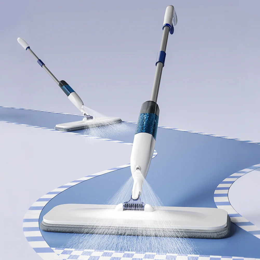 Sprühmopp und Besen-Set, Holzboden, flach, magischer Mopp, Haushaltsreinigungswerkzeug mit 5 wiederverwendbaren Mikrofaser-Pads, Lazy Mop Image