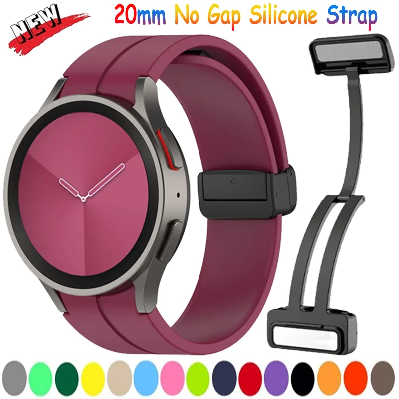 20 mm kein Lücke Silikonarmband für Samsung Galaxy 7 6 5 4 44 mm 40 mm Magnetschnalle Armband für Galaxy Watch 5 Pro 45 mm/4-6 Classic Image