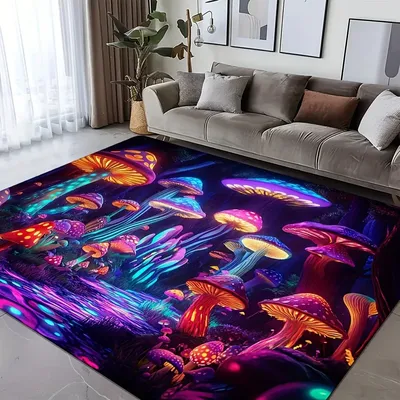 1PC Mushroom Decor Kitchen Rugs Non-Slip Home Door Mats Pop design Bathroom Rugs Bath Mat Carpet for Home Sink Laundry Decor