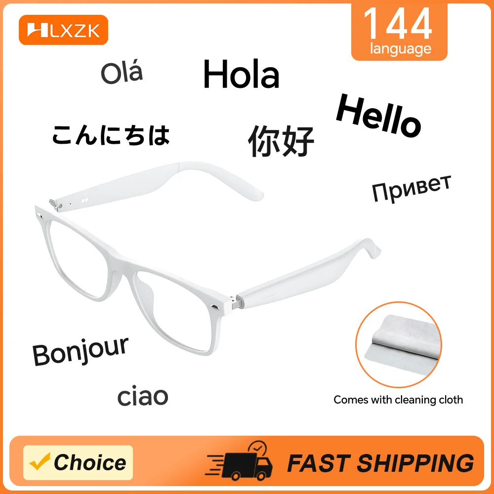Smart Translator Brille Kopfhörer Bluetooth Drahtlose Kopfhörer Anti-Blaulicht Sonnenbrille Hi-Fi Audio Headset für Musik Reisen Image