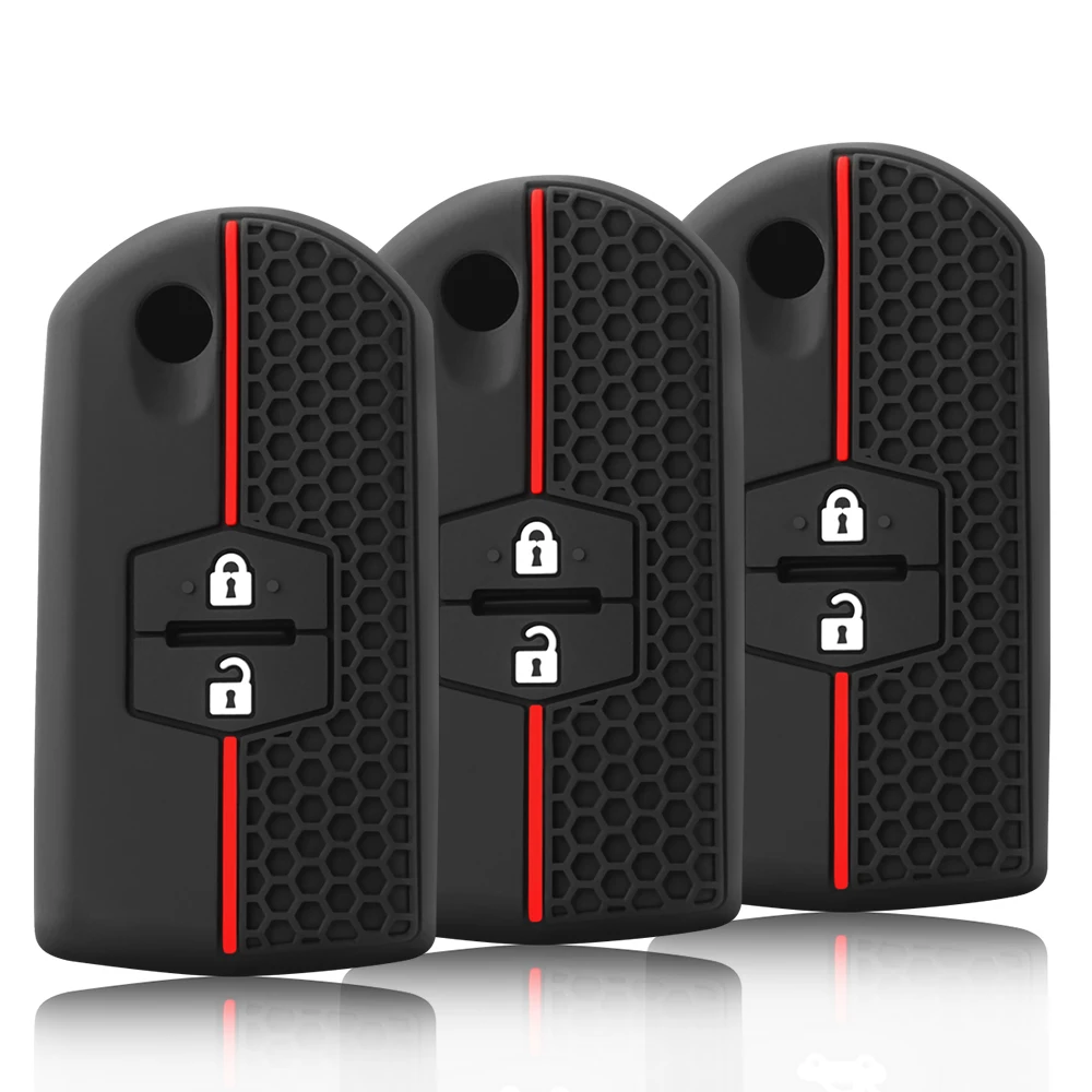 2 3 Tasten Silikon Schlüssel Halter Für Mazda 2 3 5 6 CX7 CX9 RX8 MX5 MPV Demio Auto Schlüssel Abdeckung fall Fernbedienung Shell Fob Tasche Schutz Image