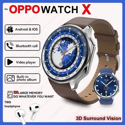 2025 neue Für OPPO Uhr X Smart Uhr 32 G Speicher Musik Video Bluetooth Anruf Wasserdichte Smartwatches Für Android IOS TWS kopfhörer