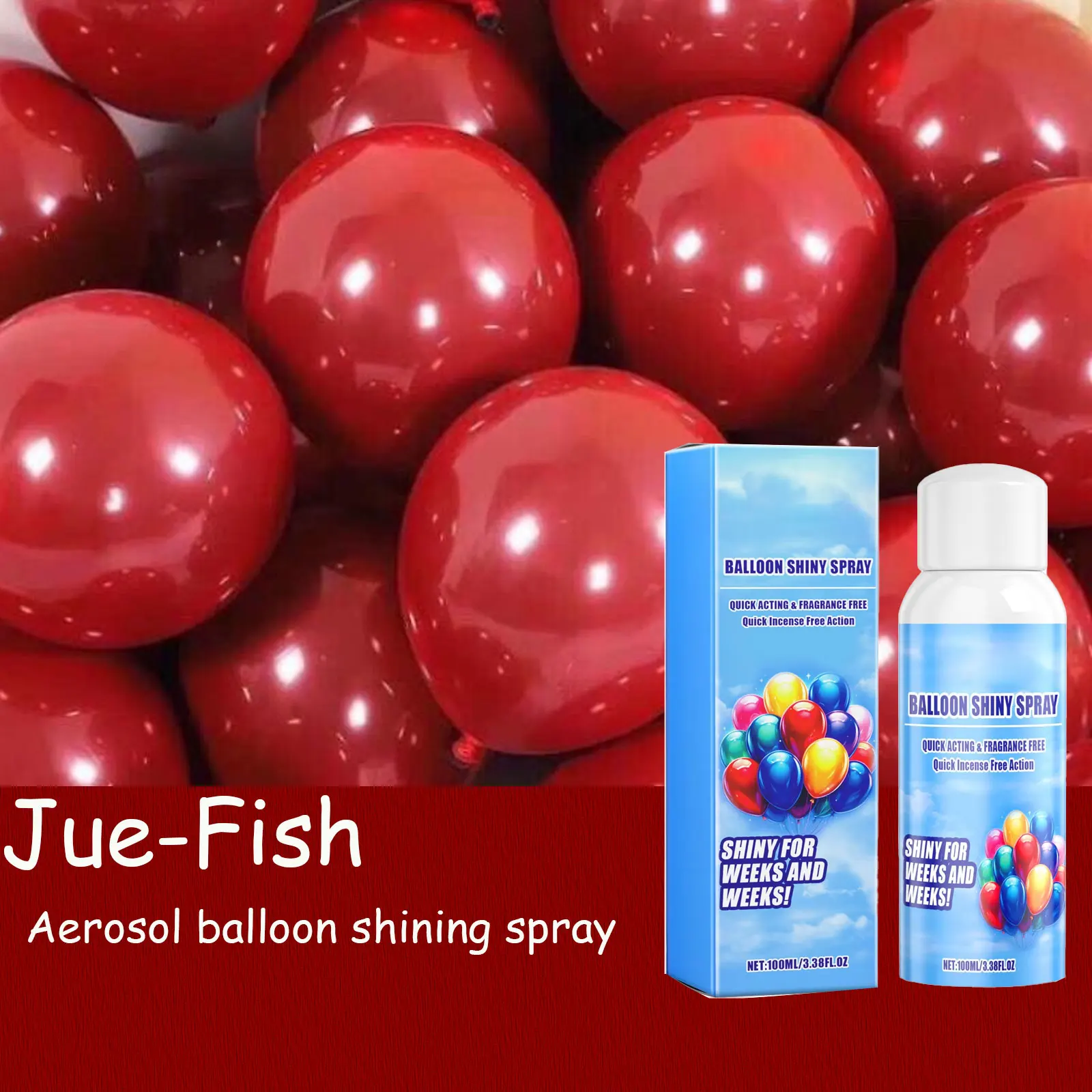 Hochglanz-Luftballons, Polierspray, Hochzeit, glänzende Luftballons, Nebelaufheller, verhindert Oxidierende Verblassen, stellt die Ballonhelligkeit wieder her Image