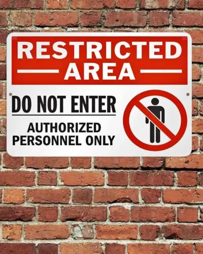 Eingeschränktes Bereich „Do Not Enter Authorized“-Personalschild aus Aluminium, Metall, 20,3 x 30,5 cm – Aluminium Image