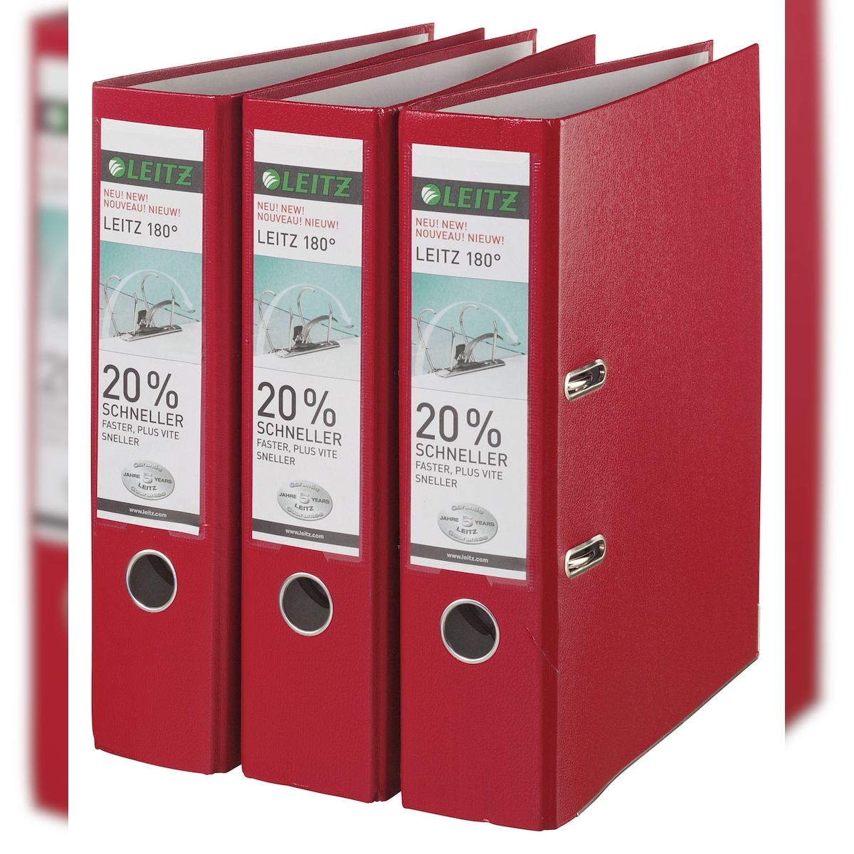 Leitz 1010 Ordner breit DIN A4, rot 3 Stück Image