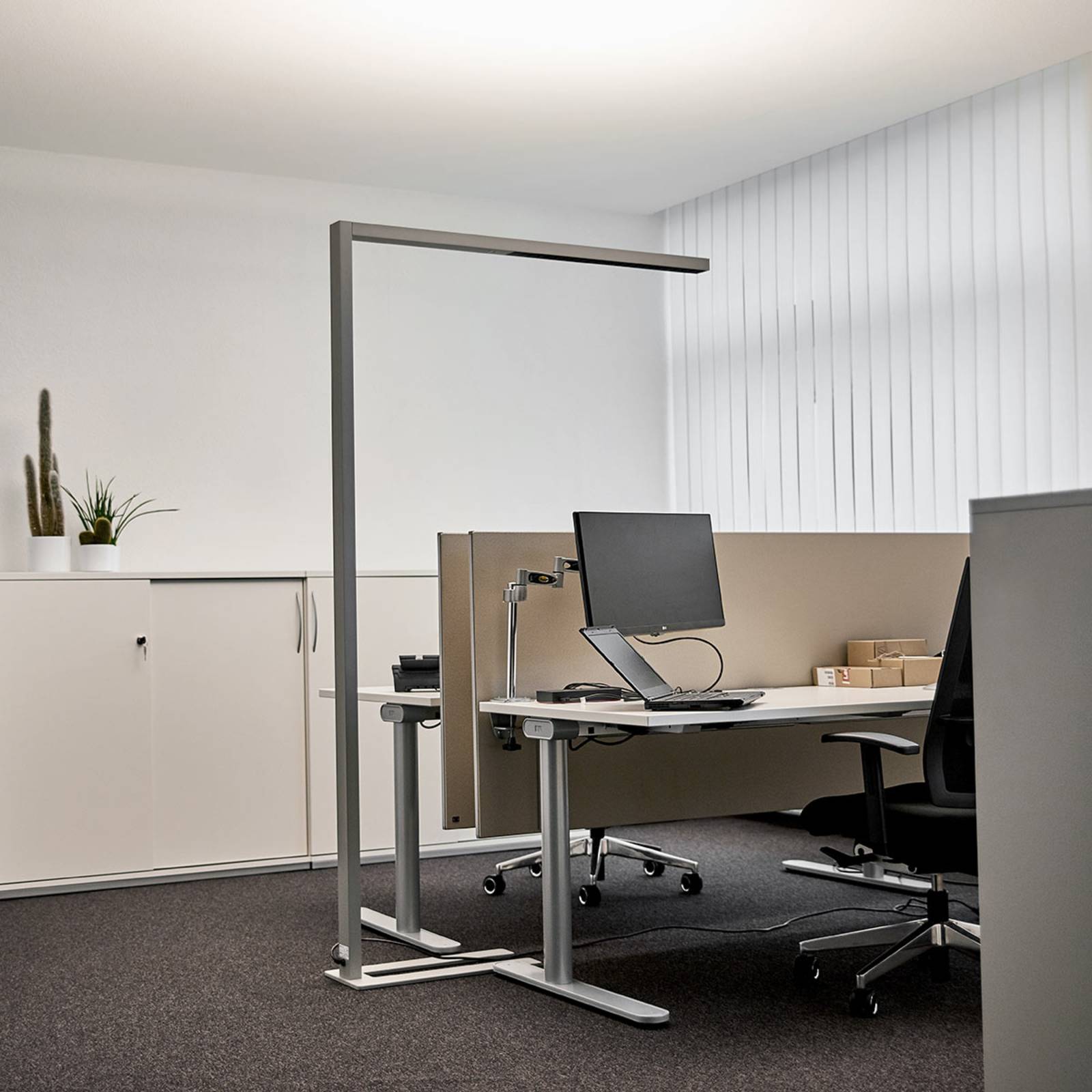 Floor Lamp Jolinda Arcchio, dimmable, Alu / grey / zinc, Workroom / Office, Aluminium, Modern, Floor Lamp