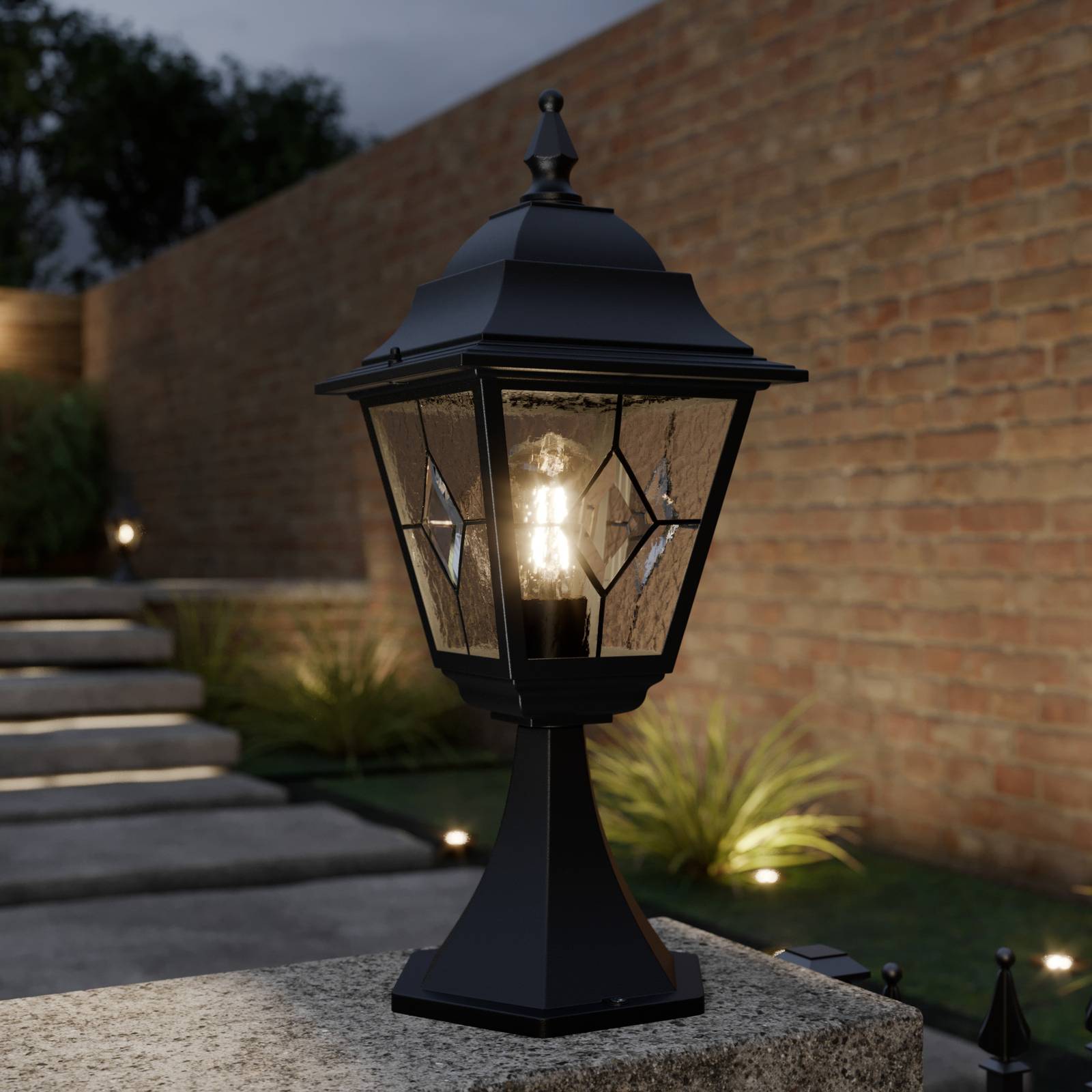 Elstead Pillar Light Norfolk, Black, metal, Outdoor lights