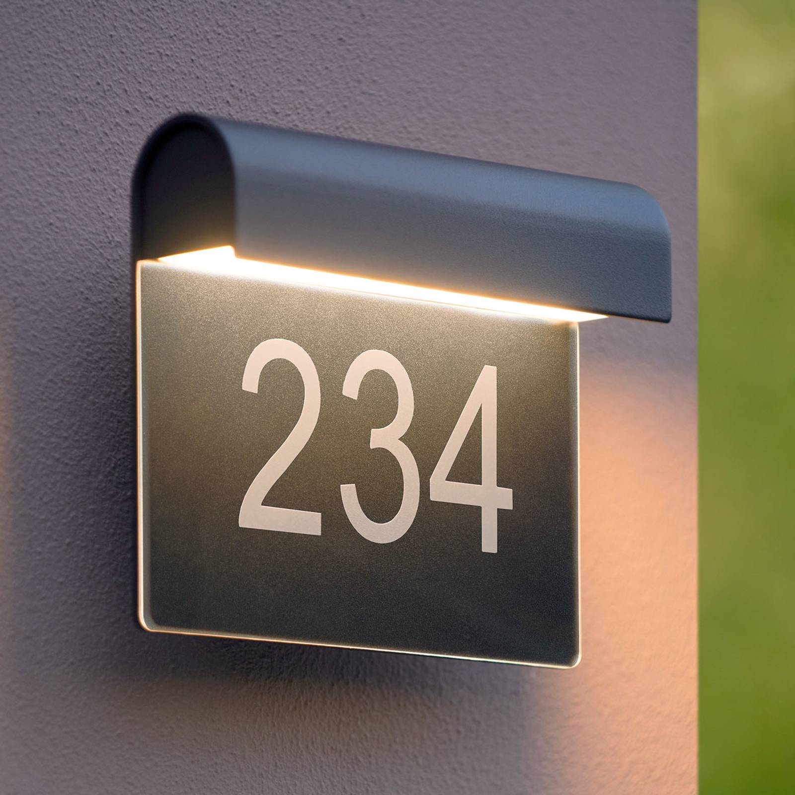 Lucide Thesi LED house number light, black THESI, Black, Aluminium, Modern, Outdoor Wall Light