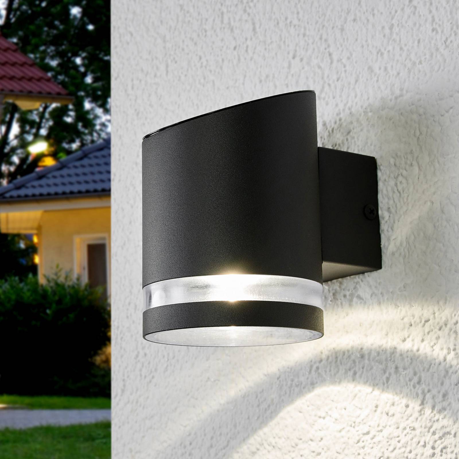 Lindby Melinda LED solar outdoor wall light, 9 cm, stainless steel, Alu / grey / zinc, Stainless steel, Modern, Solar Wall Light