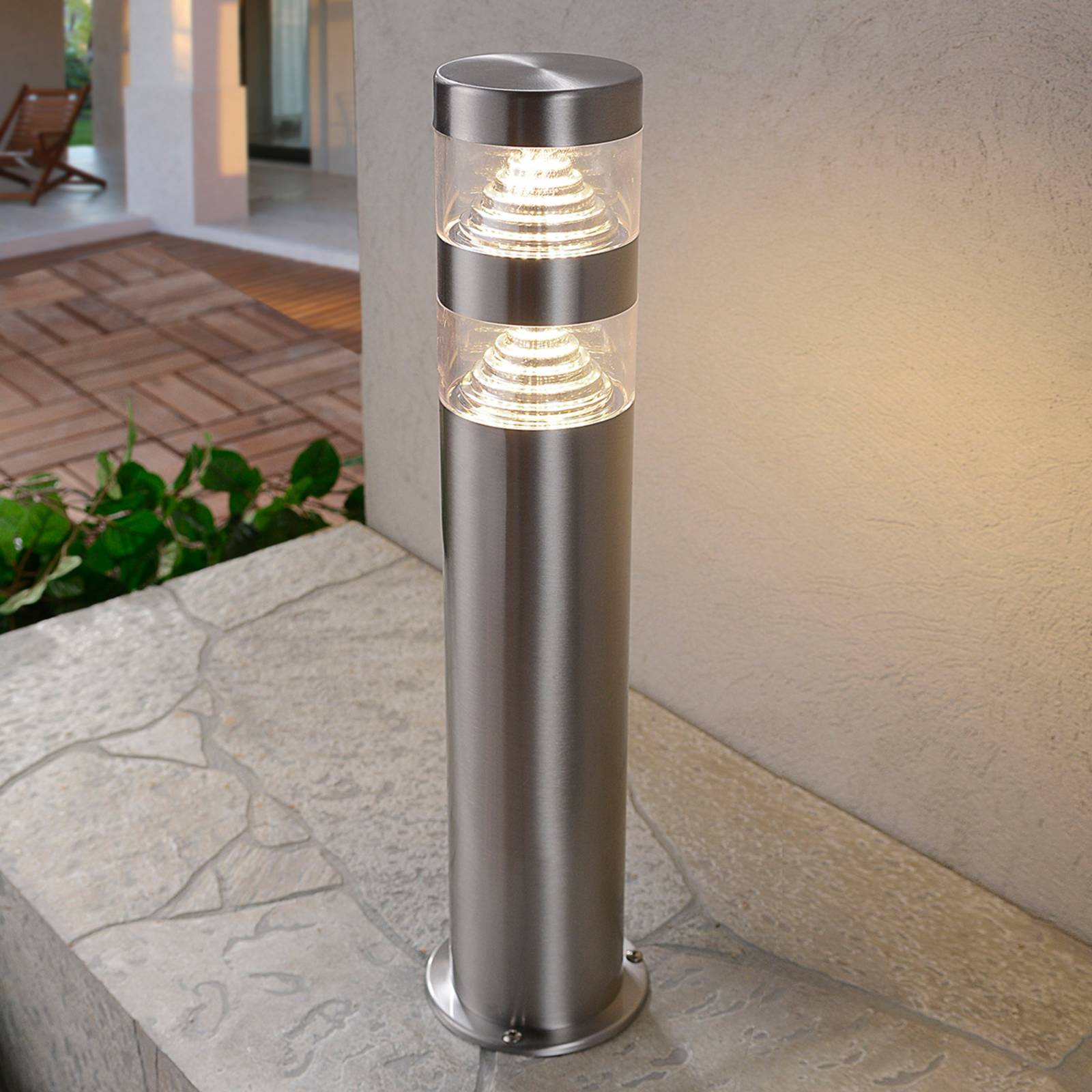 LED Pillar Light LANEA Lindby, Alu / grey / zinc, Stainless steel, Modern, Outdoor lights
