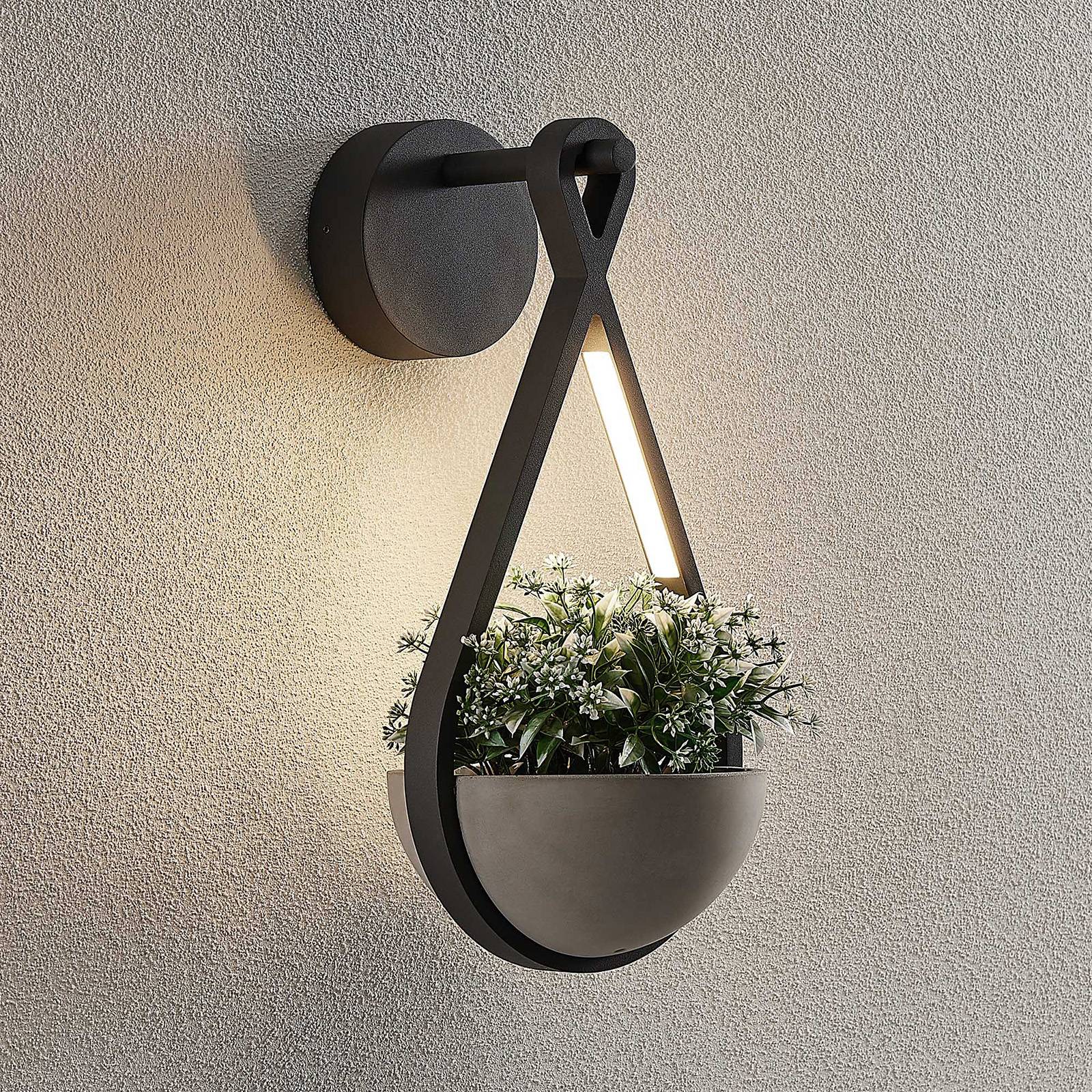 Outdoor Wall Light Florka Lucande, Alu / grey / zinc, Aluminium, Modern, Outdoor Wall Light
