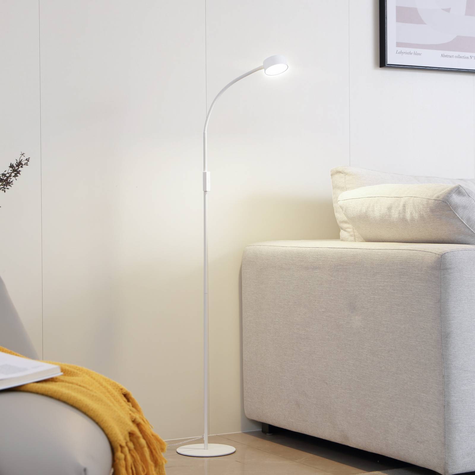 Floor Lamp Maori Lindby, dimmable, White / opal, Workroom / Office, metal, Modern, Floor Lamp