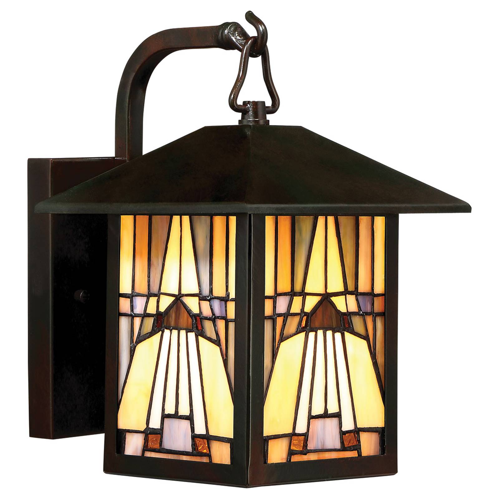QUOIZEL Outdoor Wall Light Inglenook, dimmable, Bronze / antique brass, metal, Tiffany, Outdoor Wall Light