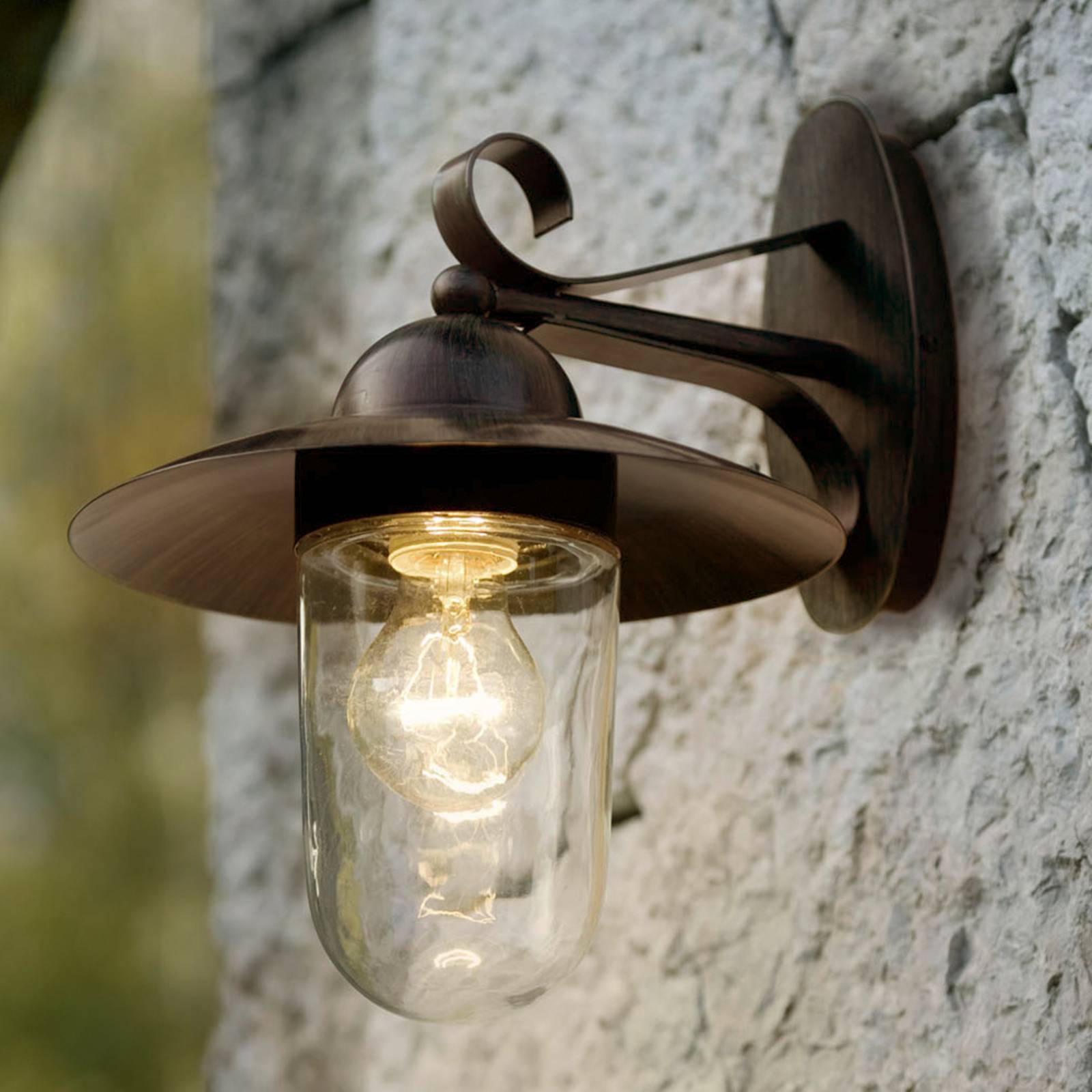 EGLO Outdoor Wall Light MILTON, Brown / rust, Glass, Modern, Outdoor Wall Light