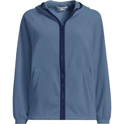 Anyweather Hooded Fleece Jacket, Women, size: 8, petite, Blue, Polyester, by Lands' End