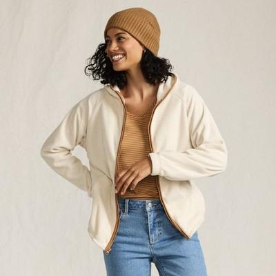 Anyweather Hooded Fleece Jacket, Women, size: 14-16, petite, Ivory, Polyester, by Lands' End