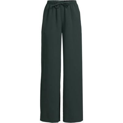 Flowing Woven Trousers with Elastic Waistband, Women, size: 14, petite, Green, by Lands' End