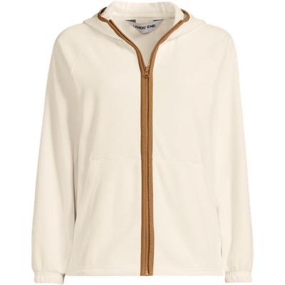 Anyweather Hooded Fleece Jacket, Women, size: 24-26, plus, Ivory, Polyester, by Lands' End