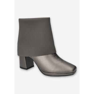 Wide Width Women's Sutton Sqaure Toe Ankle Boot by Easy Street in Pewter Lamy (Size 7 W)