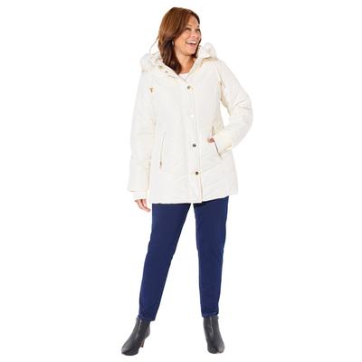 Plus Size Women's Faux Fur Hood Puffer Coat by Catherines in Ivory (Size 4X)