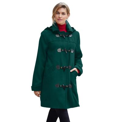 Plus Size Women's Hooded Toggle Wool Coat by Jessica London in Emerald Green (Size 18 W)