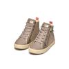 Sneaker GEOX "J MIRROLESS GIRL", Kinder, Gr. 33, beige, rosegoldfarben, Synthetik, Textil, metallic, modisch, Schuhe, Schnürboots mit Warmfutter, Größenschablone zum Download