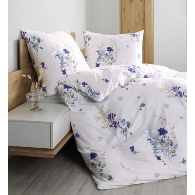 Bettwäsche JANINE "Mako-Satin98122 02", taubenblau lila, B/L: 135cm x 200cm, , Mako-Satin, B/L: 80cm x 80cm, Mako-Satin, Obermaterial: 100% Baumwolle, Bettwäsche, mit Reissverschluss Image