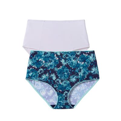 Plus Size Women's Comfort Choice ® 2-Pack Microfiber Brief by Comfort Choice in Navy Floral Pack (Size 16)