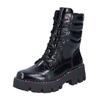 Schnürstiefelette RIEKER "Rieker Stiefelette Lederimitat", Damen, Gr. 40, schwarz (schwarz lack), Lederimitat, casual, Schuhe