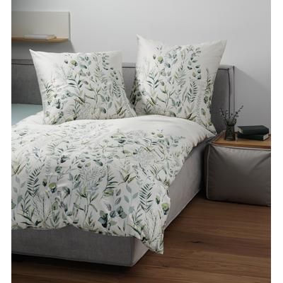 Bettwäsche JANINE "Mako-Satin98123 06", grün, B/L: 135cm x 200cm, , Mako-Satin, B/L: 80cm x 80cm, Mako-Satin, Obermaterial: 100% Baumwolle, Bettwäsche, mit Reissverschluss Image