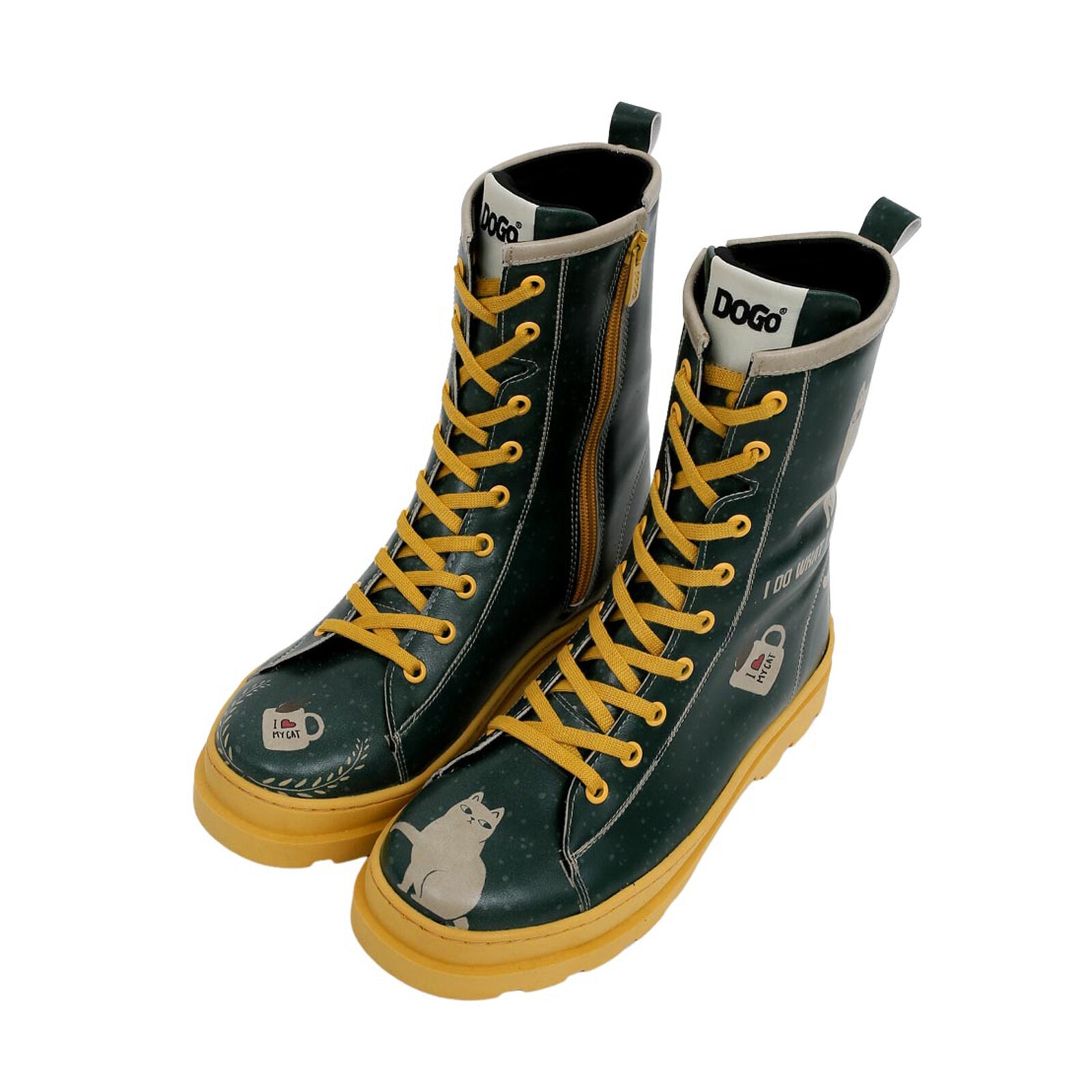 Stiefelette DOGO "Gisele Schnürstiefel Boots I Do What I Want Damen Stiefeletten", Damen, Gr. 39, Normalschaft, grün, Lederimitat, Schuhe, Handgefertigt