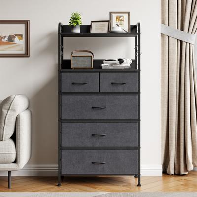 5 Drawer Dresser for BedroomStorage Organizer with Fabric Bins