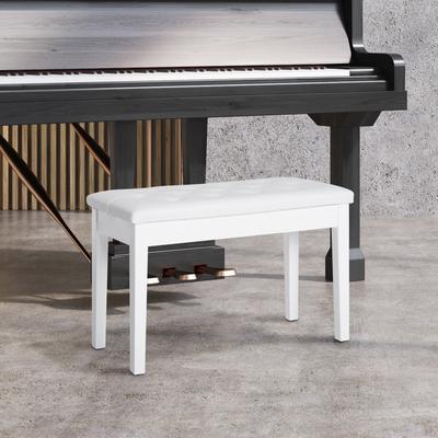 Wood Piano Bench with Faux Leather Tufted Seat and Storage - 30