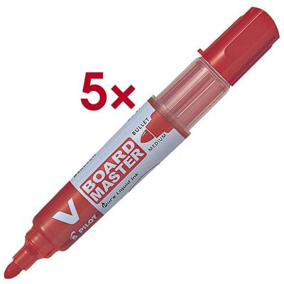 Pilot 5x Whiteboard-Marker »V-Board Master« nachfüllbar mit Patronen-System rot Image
