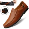 Echtes Leder Männer Casual Schuhe Luxus Marke 2025, Herren Loafer Mokassins Atmungsaktive Slip auf Schwarz Driving Schuhe Plus Größe 37-47