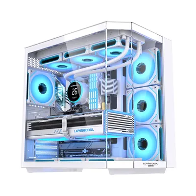 Neues Gaming-Computergehäuse, ATX, zentraler Prozessor, RGB-Würfel, Desktop-Glas, Computer, Gaming-Computer, Schrank und Mid-Tower-Desktop-Gehäuse