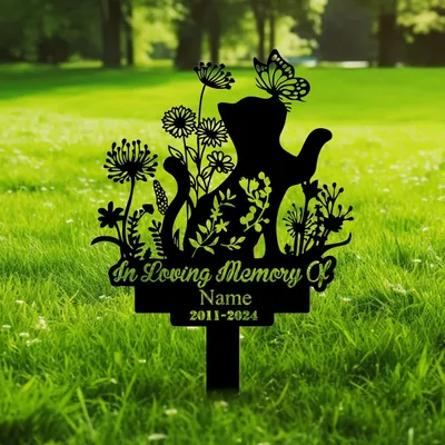 Pet Grave Markers Sign Cat Memorial Stake Metal Sign With Stake Cat Loss Gift,In Loving Memory Of Custom Name Stake Garden Decor