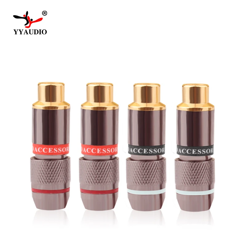 4 stücke 24k Gold-überzogene Weiblich RCA Stecker Audio Kabel Stecker Weiblich RCA Adapter Für DIY Video Audio anschlüsse Cinch-stecker Anschlüsse Image