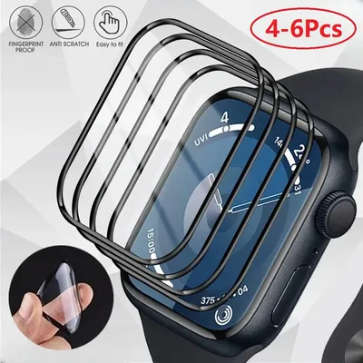 4-6Pcs Pmma Screen Protector for Apple Watch 7 6 5 4 3 2 1 3D Curved Surface Film for Apple iWatch Band 38mm 40mm 42mm 44mm 45mm