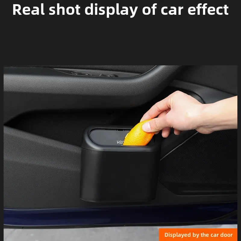 Für Chevrolet Colorado Trax 2011 ~ 2022 Auto Mülleimer Schwarz Quadrat Drücken Mit Deckel Auslaufsicher Mini Hängen Mülleimer zubehör Image