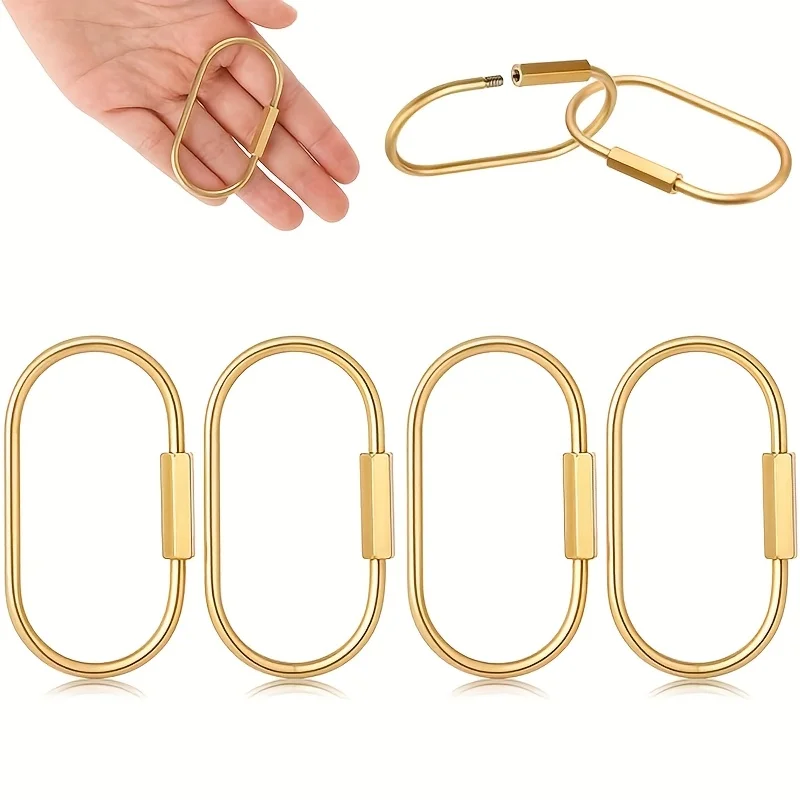 Goldene Messing-Schlüsselringe mit Schraubverschluss-Clips – Schlüsselanhänger-Organizer für Handtaschen, Geldbörsen, Schlüssel – langlebige Taschenanhänger für den Außenbereich Image