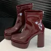Eilyken Frauen Stiefeletten Mode High Heels Bankett Hochzeit Kurze Booties Punk Stil Chunky Plattform Zipper Damen Schuhe